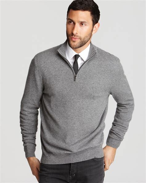 The Men's Store Bloomingdale's Cashmere V-Neck Sweater Gray Coal Long ...