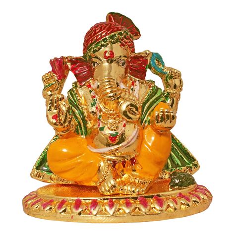ART N HUB Brass Golden Finish Hindu God Shri Ganesh Statue Lord Ganesha ...
