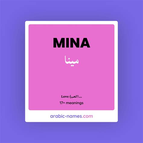 MINA (مينا) Meaning in Arabic & English - Arabic Names
