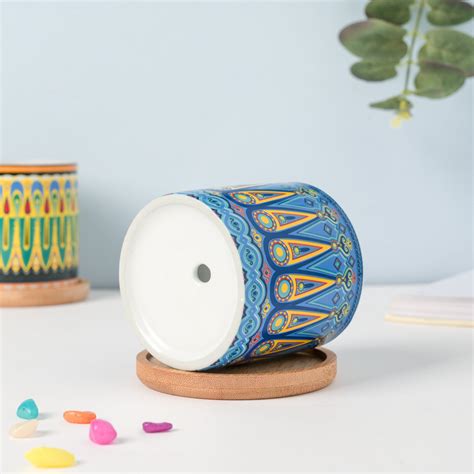 Beaming Blue Traditional Planter With Coaster