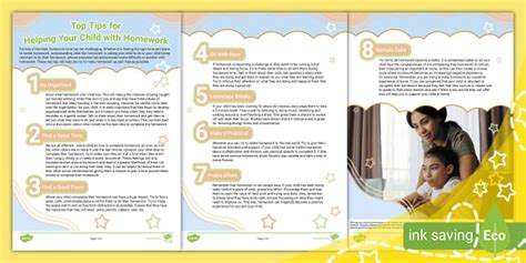 Top Tips for Helping Your Child with Homework (teacher made)