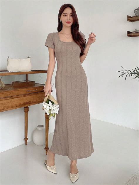 DAZY Solid Scoop Neck Mermaid Hem Dress Sundress | SHEIN USA
