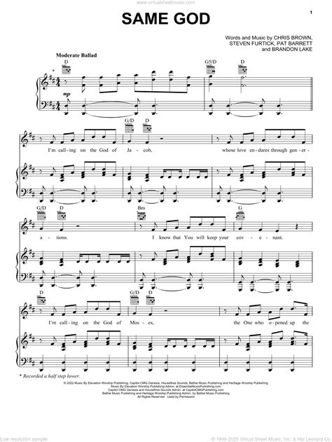 Same God sheet music for voice, piano or guitar (PDF-interactive)
