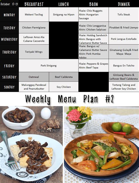 Weekly Menu Plan 的图像结果