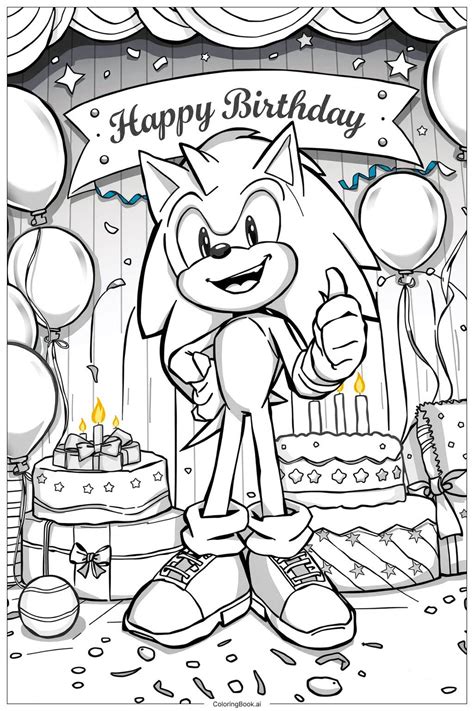 Happy Birthday Sonic Coloring Pages Printable