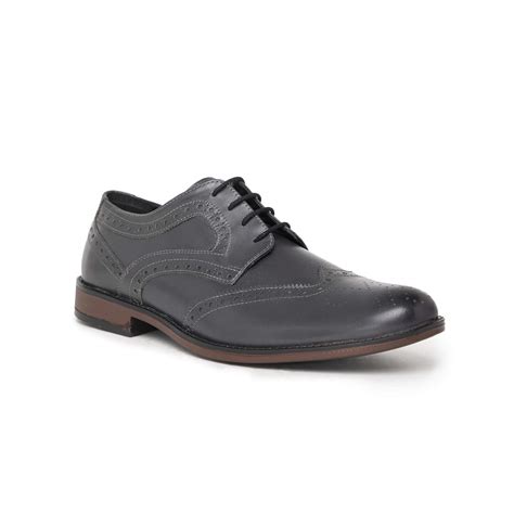 NOBLE CURVE Grey Leather Derby Brogues Shoes: Buy Online at Low Prices ...