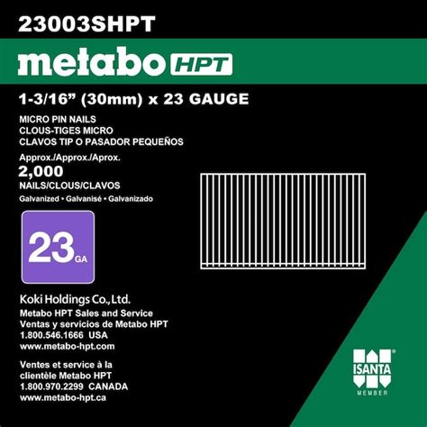 Metabo HPT 1-3/10-in 23-Gauge Straight Electro-Galvanized Collated Pin ...