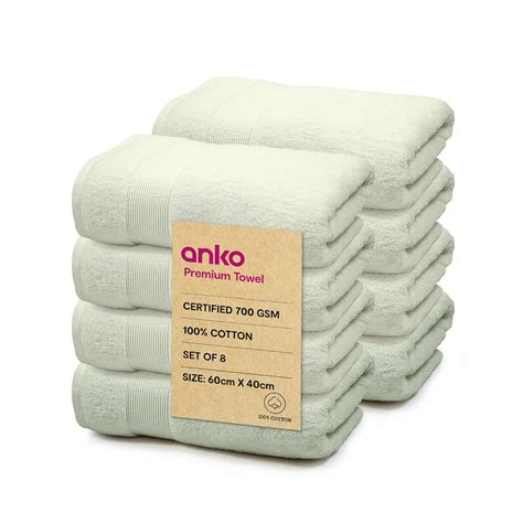 Anko Australia 100% Cotton 700 GSM Plush Hand Towel | Set of 8 | Super ...