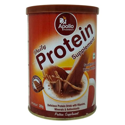 Buy Apollo Pharmacy Daily Protein Chocolate Flavour Powder, 200 gm | 19 ...