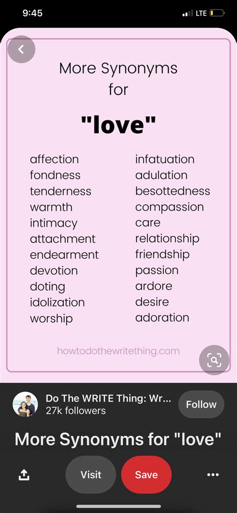 Pin by Shelly Roberts on Love | Synonyms for love, Writing prompts ...