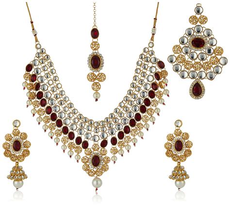 Buy Shining Diva Non Precious Metal Traditional Kundan Jewellery Set ...