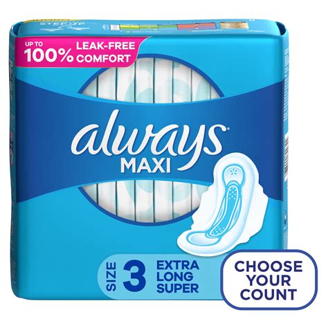Always Maxi Pads with Wings, Size 3, Extra Long Super Absorbency, 33 CT ...