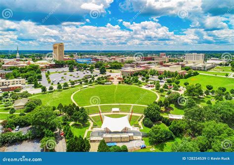 Drone Aerial of Spartanburg South Carolina SC Skyline Stock Image ...