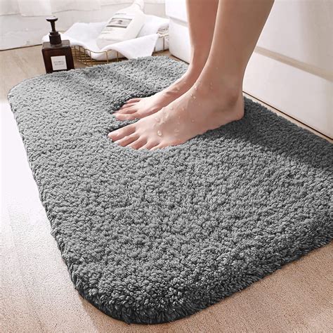 Astarin 16"×24" Large Washable Ultra Soft Non-Slip Gray Bathroom Rugs ...