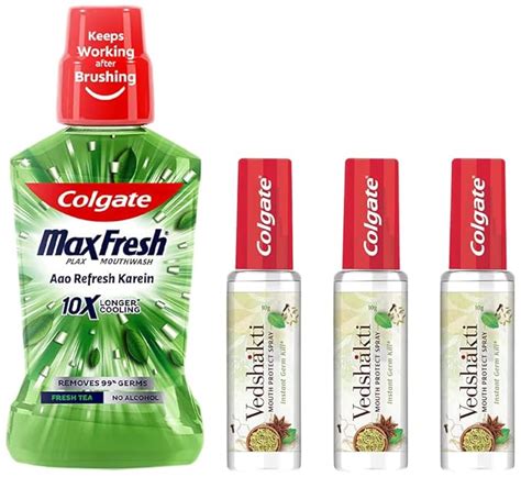 Colgate Vedshakti Mouth Protect Spray, 30ml (10ml* 3), Instant Germ ...