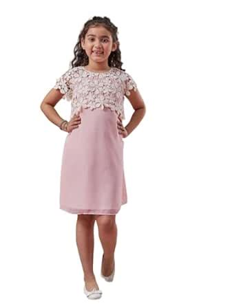 Buy Pspeaches Girl's Self-Design Georgette A-Line Dress Effortless ...