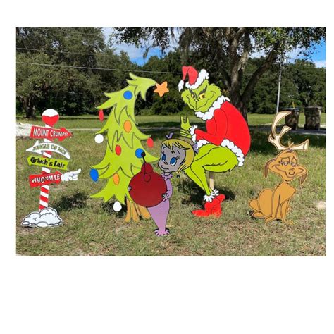 5 Piece Weatherproof Grinch Inspired Yard Set MDO Exterior - Etsy in ...