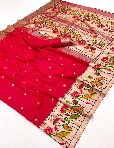 Dark Pink Woven Paithani Soft Silk Saree – Maharanisaree