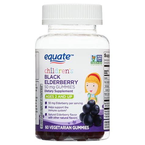 Equate Children's Black Elderberry Gummies for Immune Support, 50mg, 60 ...