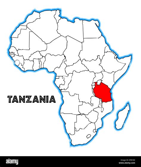 Tanzania outline inset into a map of Africa over a white background Stock Photo - Alamy