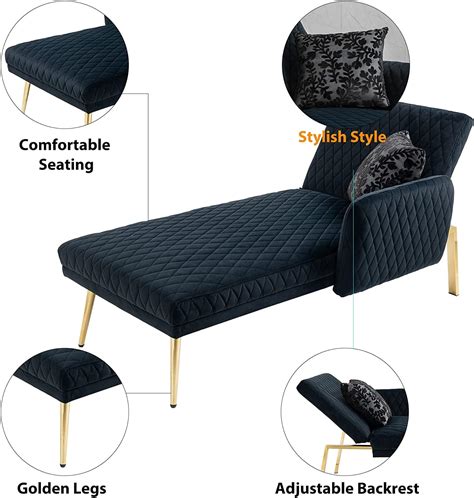 Buy Modern Velvet Chaise Lounge Chair Indoor with 3 Reclining Angles ...