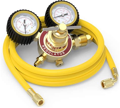 YESWELDER Nitrogen Regulator with Hose,0-600 PSI and 0-4000PSI Output Pressure,CGA580 Inlet ...