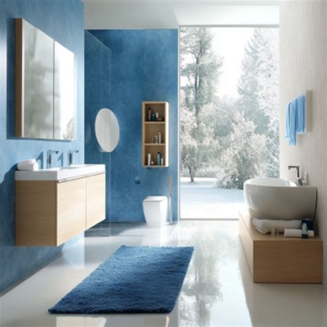 2 Blue Bathroom with Light Wood Cabinet Design Ideas & Images 2026