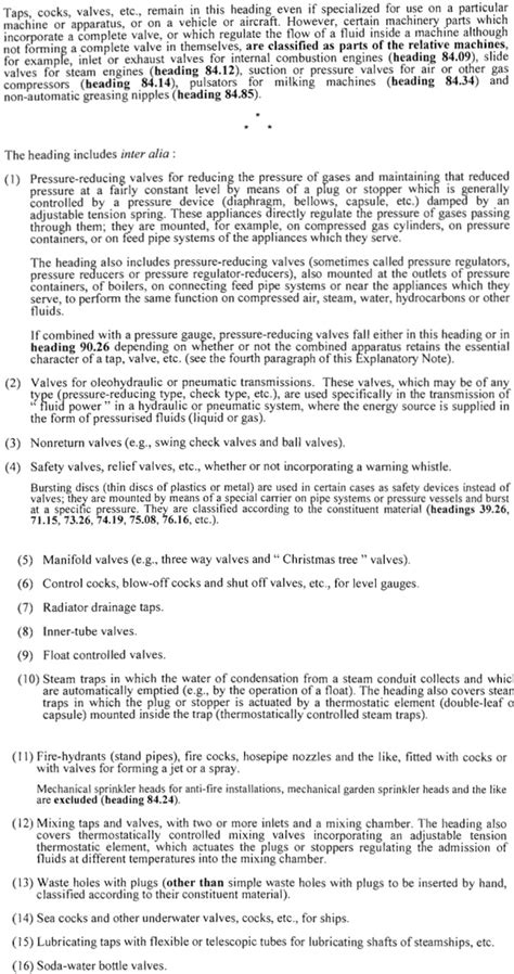 Aerosol valves containing medicament classifiable under 8481 8090 ...