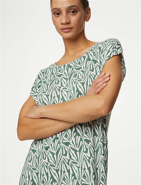 Buy Jersey Printed Midi Relaxed Shift Dress at Marks & Spencer