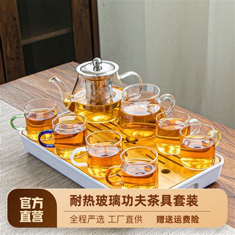 耐热耐高温玻璃茶具套装家用茶杯办公室功夫茶具泡茶壶简约小茶台-淘宝网