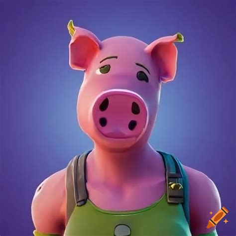 Pig character in Fortnite megacity on Craiyon