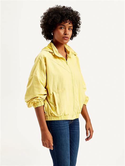 Women's Solid Yellow Hooded Windcheater Jacket – Levis India Store