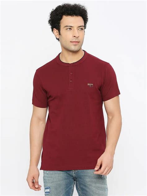 Spykar Men Maroon Blended Regular Fit Half Sleeve Plain M and arin ...