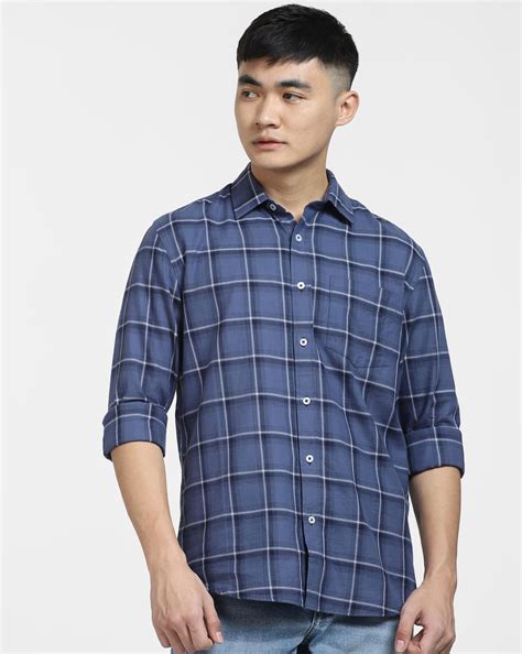 Blue Check Print Full Sleeves Shirt