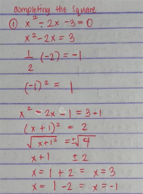 1.Solve x² - 2x - 3 = 0 using completing the square.solution: (3points ...
