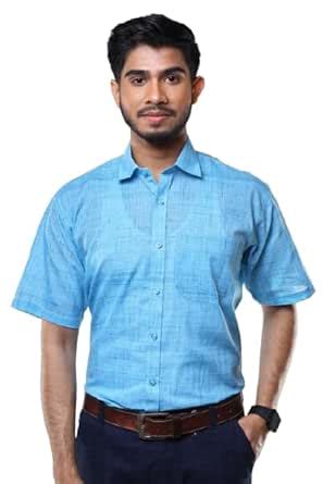 Men's Cotton Half Sleeve Formal Shirt, Summer Khadi Collection, Copper ...