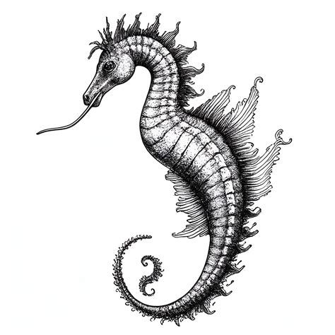 Premium Vector | Seahorse monochrome ink sketch vector drawing ...