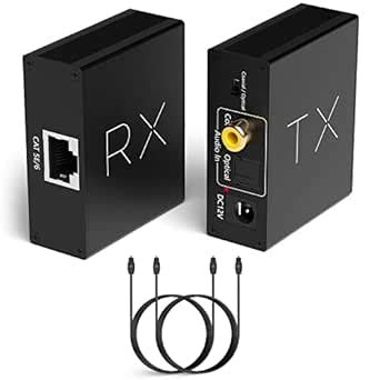 conj Digital Optical Audio Extender Balun Over Cat 5e/6 Cable (PoC) up ...