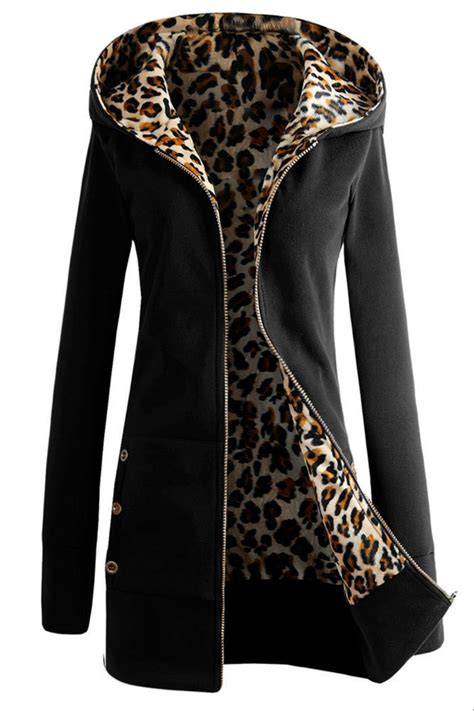 Hoodie Leopard Print Sweatshirt Coat on Luulla