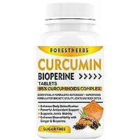 FORESTHERBS Curcumin Tablets With Bioperine,95% Curcuminoids, Curcumin ...