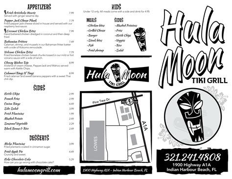 Hula Moon Tiki Grill menu in Indian Harbour Beach, Florida, USA