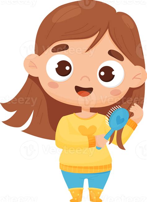 hermosa niña peinándose 13859002 PNG