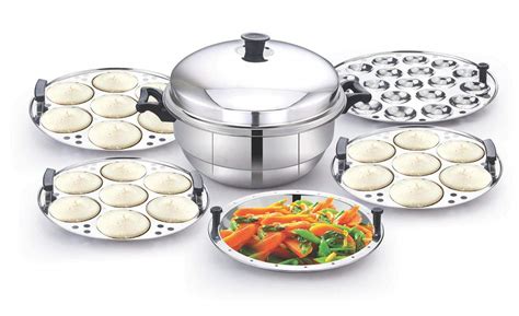 luxuria Sumo Stainless Steel Induction Idly Pot (5 Plates, 21 Idlis ...
