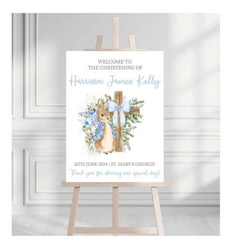 Blue Peter Rabbit Christening Welcome Sign | Christening Decoration ...