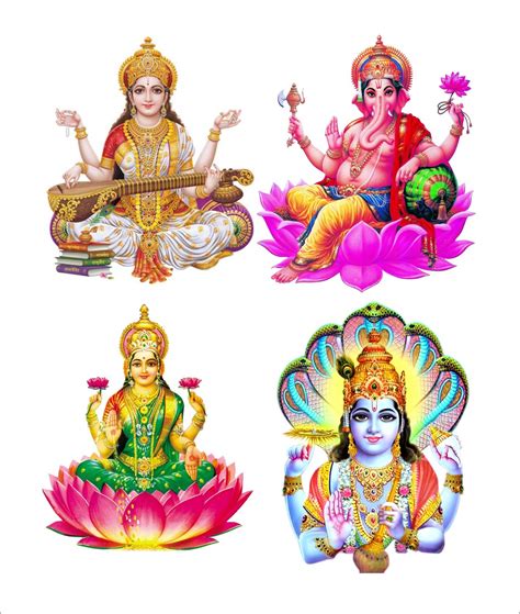 Buy Sticker Studio PVC Vinyl Maa Saraswati Laxmi and God Ganesh Vishnu ...
