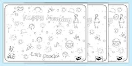 Monday Doodle Colouring Pages - Twinkl - KS1 - Mindfulness