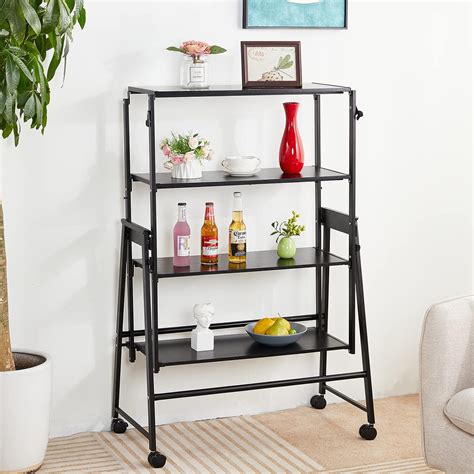 Buy 2-in-1 Convertible Shelf to Table with Wheels, Space Saving Storage ...