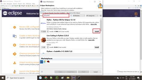 PyDev Install 的图像结果