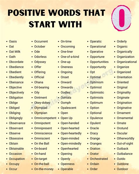 358 Positive Words that Start with O - English Study Online