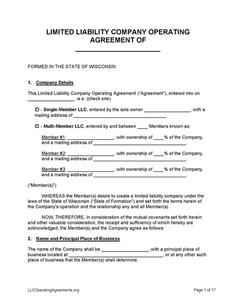 Free Wisconsin LLC Operating Agreements (2) - Free LLC Operating Agreements | PDF | WORD